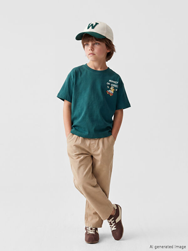 LCW Kids Nostaljik Maymun Baskılı Unisex Çocuk Tişört