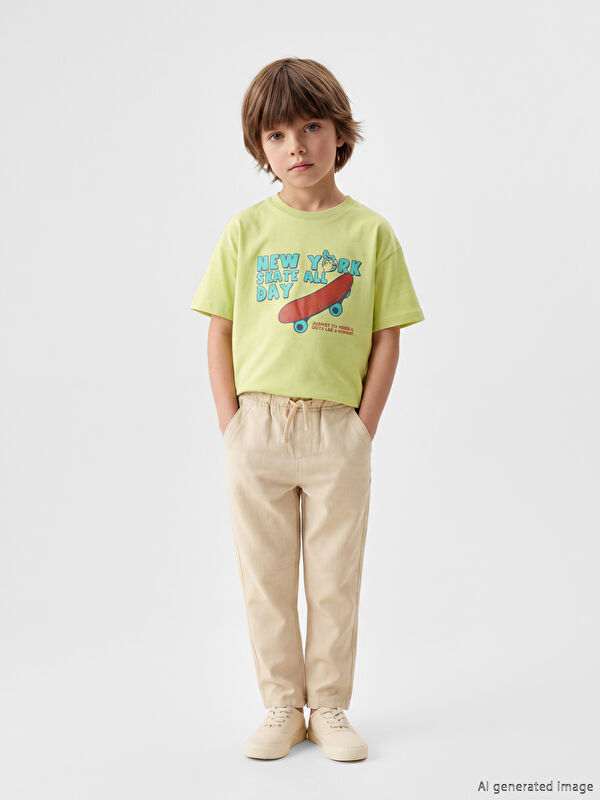 LCW Kids Nostaljik Maymun Baskılı Unisex Çocuk Tişört