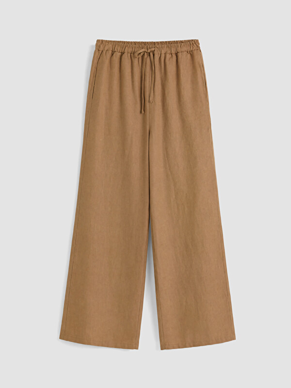 LCW Modest Beli Lastikli Kadın %100 Keten Pantolon