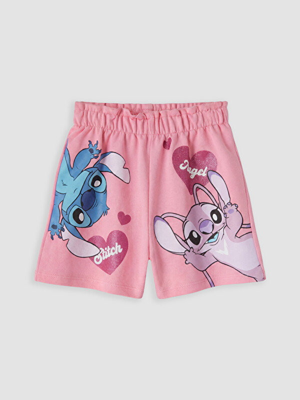 LCW Kids Stitch Baskılı Kız Çocuk Şort
