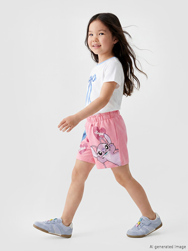 LCW Kids Pantaloni scurți imprimați Stitch pentru fete