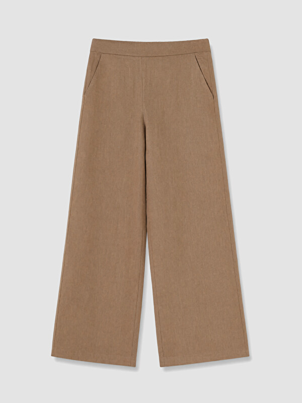 LCWAIKIKI Classic Beli Lastikli Kadın %100 Keten Pantolon