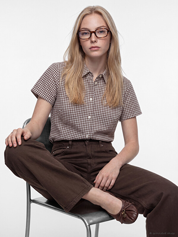 XSIDE Plaid Short Sleeve Women's Shirt