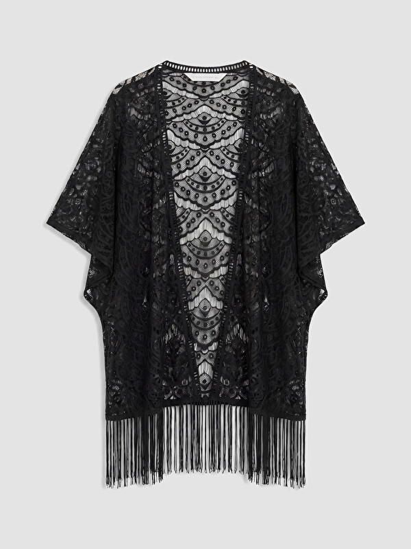 LCW DREAM Şal Yaka Dantelli Saçaklı Kadın Kimono