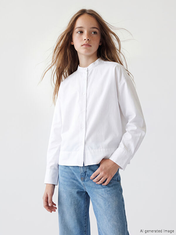LCW Kids Hakim Yaka Kız Çocuk Poplin Gömlek