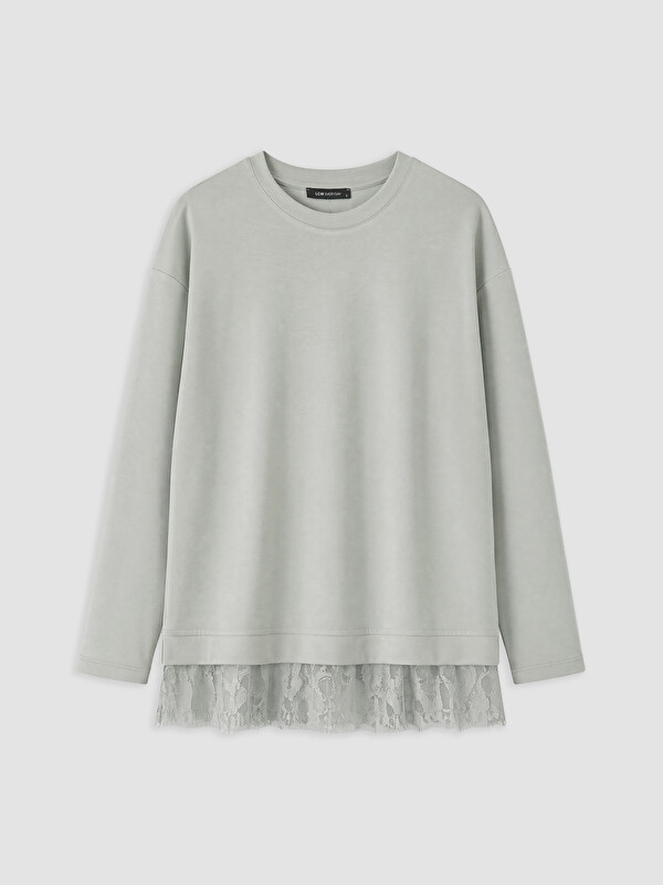 LCW EVERYDAY Dantel Detaylı Soft Touch Kadın Sweatshirt Tunik