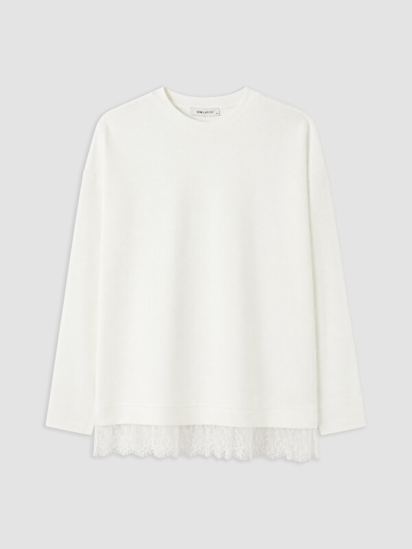 LCW EVERYDAY Dantel Detaylı Soft Touch Kadın Sweatshirt Tunik