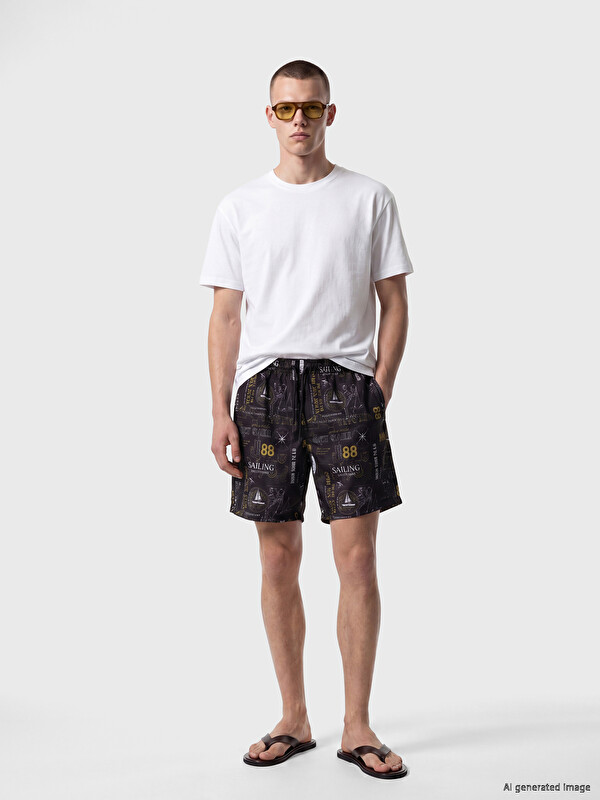 LCW SWIMWEAR Knee Length Patterned Men's Swimming Shorts