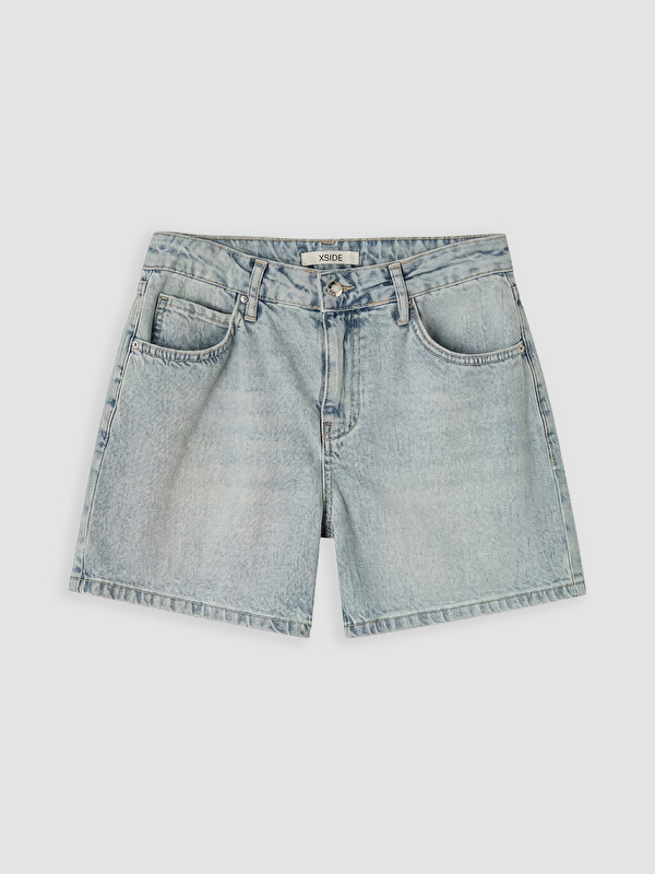 XSIDE Yüksek Bel Mom Fit Kadın Jean Şort