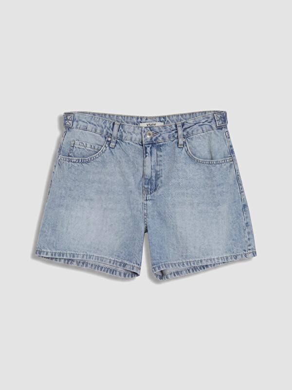XSIDE Yüksek Bel Mom Fit Kadın Jean Şort