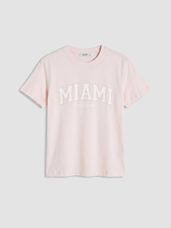 XSIDE Bisiklet Yaka Miami Baskılı Kadın Tişört