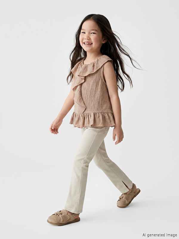 LCW Kids Bisiklet Yaka Volanlı Kız Çocuk Atlet