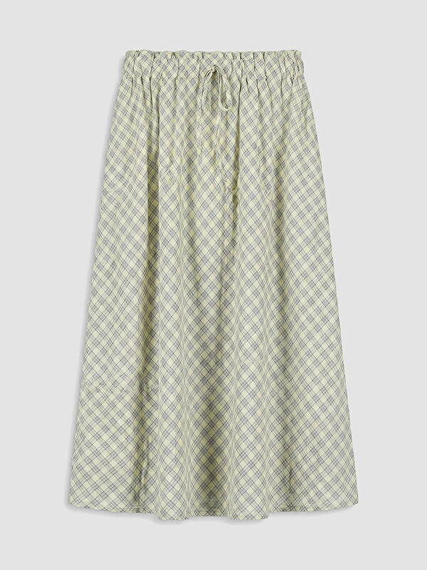 LCWAIKIKI Classic Beli Lastikli Ekose Etek
