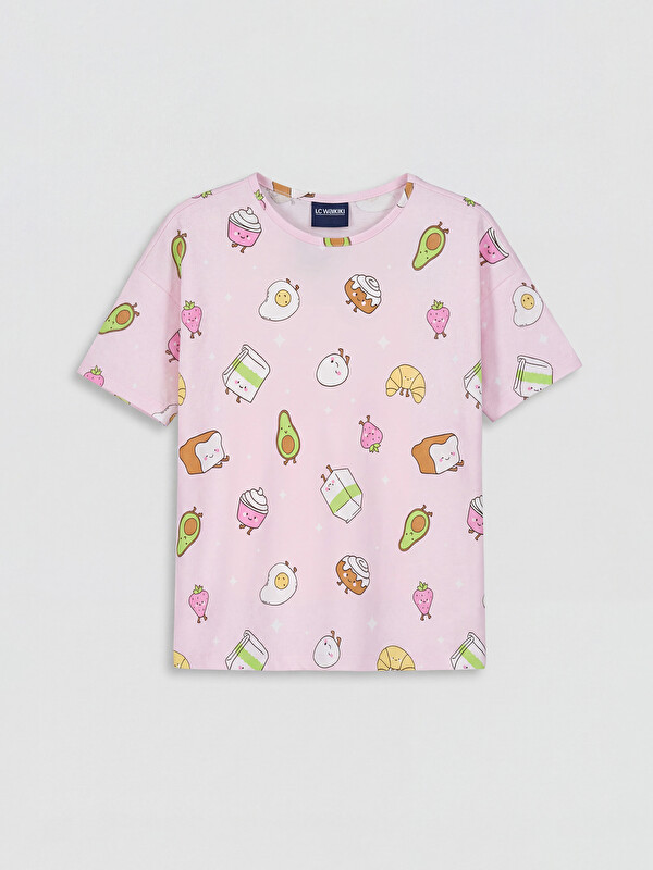 LCW Kids Desenli Kız Çocuk Pijama Üst