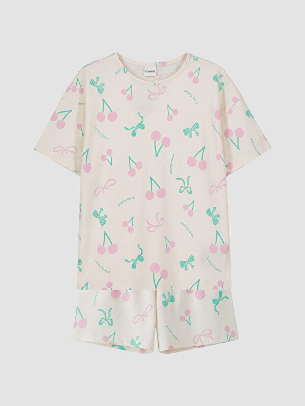 LCW Kids Desenli Kız Çocuk Şortlu Pijama Takımı