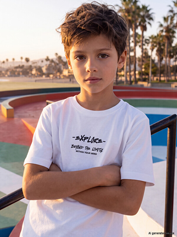 LCW Kids T-shirt me jakë të rrumbullakët e stampuar për djem