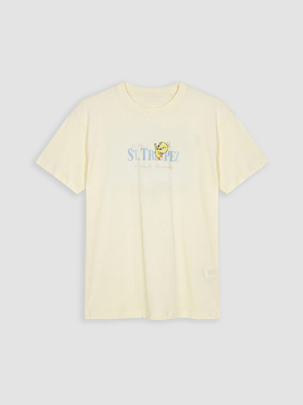 XSIDE Bisiklet Yaka Tweety Baskılı Kadın Tişört