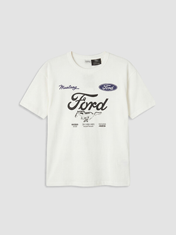 LCW Kids Bisiklet Yaka Ford Baskılı Erkek Çocuk Tişört