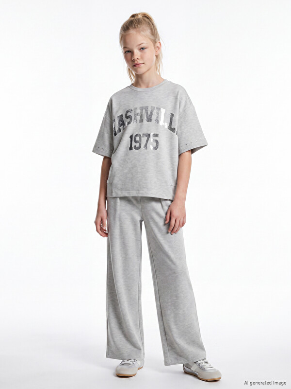 LCW Kids Baskılı Kız Çocuk Soft Touch Takım