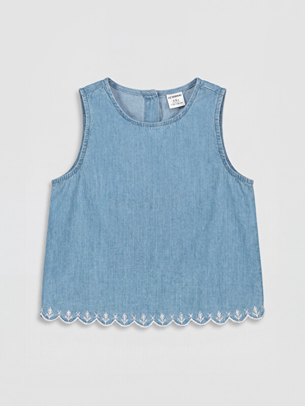LCW Kids Nakışlı Kız Çocuk Jean Bluz