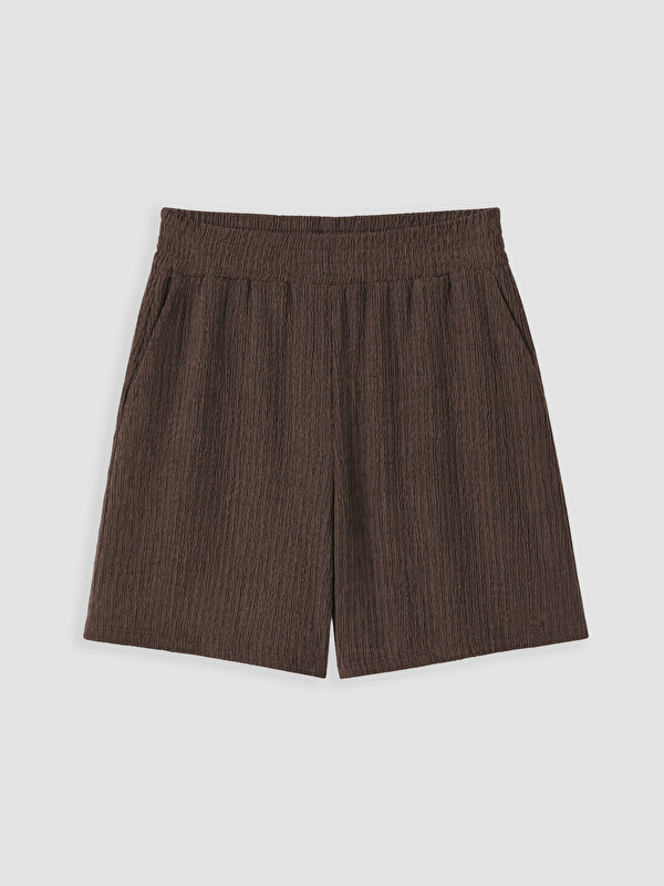 LCWAIKIKI Classic Beli Lastikli Dokulu Kadın Şort