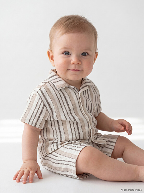 LCW baby Çizgili Poplin Erkek Bebek Gömlek