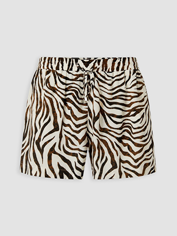 LCW Vision Elastic Waist Zebra Patterned Women's Shorts