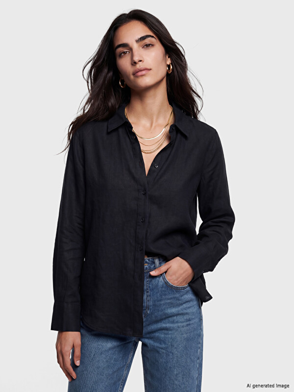 LCW Vision Oversize Kadın Keten Gömlek