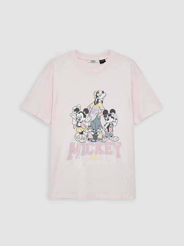 XSIDE Bisiklet Yaka Mickey Mouse Baskılı Kadın Tişört