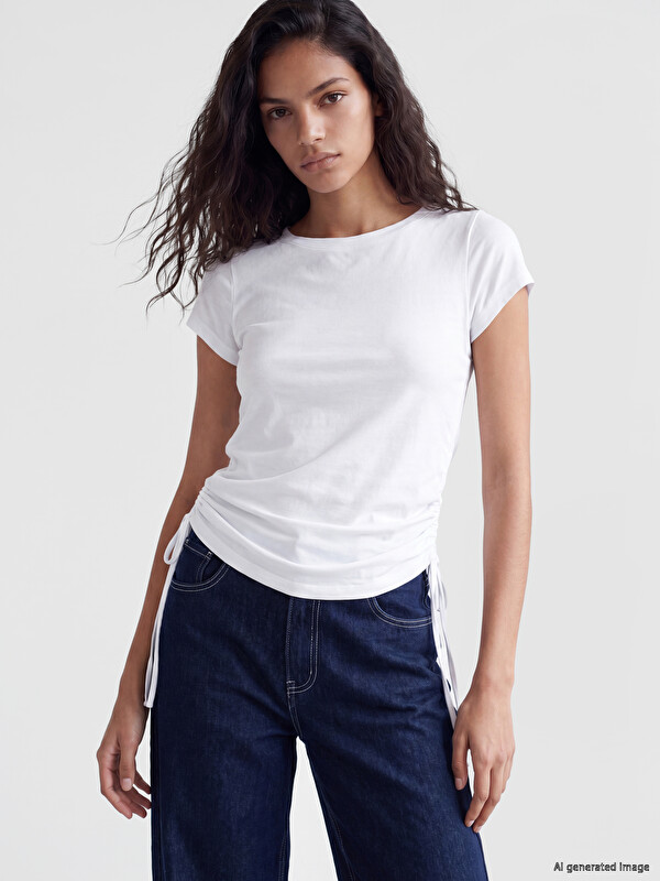 XSIDE Ruched Modal Blended Women's T-Shirt