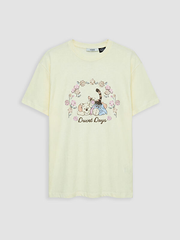 XSIDE Bisiklet Yaka Winnie the Pooh Baskılı Kadın Tişört