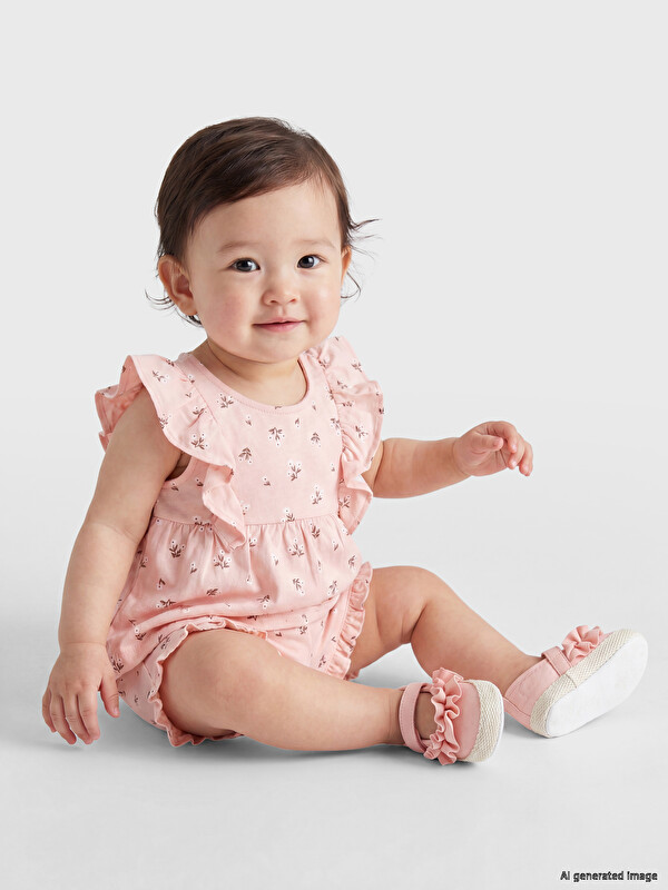 LCW baby Çiçekli Kız Bebek Şortlu Takım