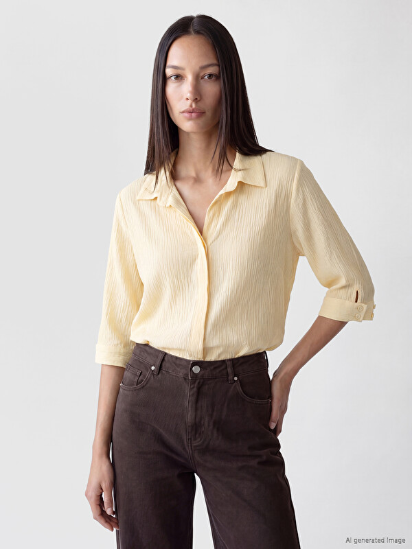 LCW EVERYDAY Gömlek Yaka Dokulu Oversize Bluz