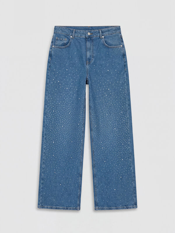 LCW Jeans Wideleg Taşlı Kadın Jean Pantolon