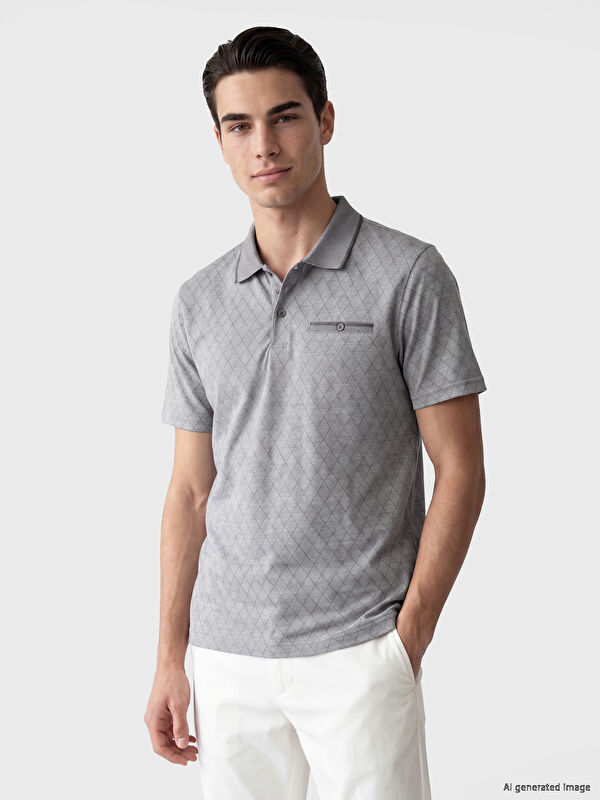 LCWAIKIKI Classic Polo Yaka Desenli Erkek Tişört