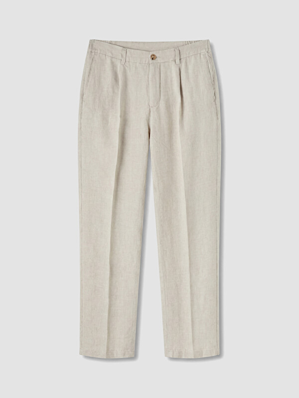SOUTHBLUE Regular Fit %100 Keten Erkek Pileli Pantolon
