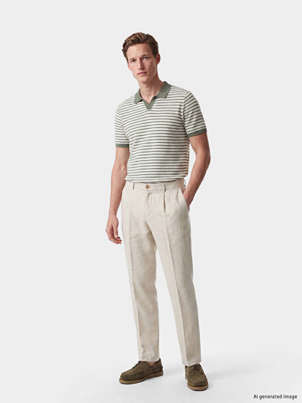 SOUTHBLUE Regular Fit %100 Keten Erkek Pileli Pantolon