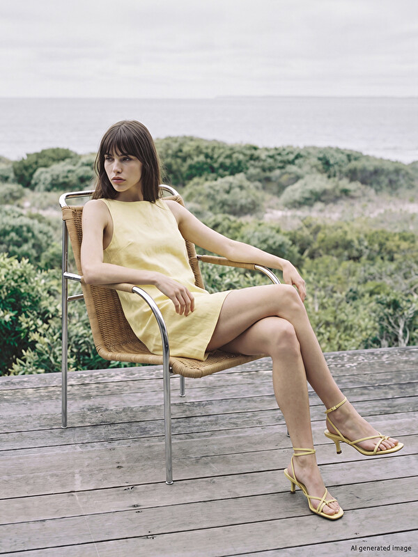 LCW Vision A-Line Linen Blend Mini Dress