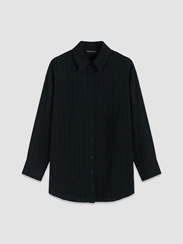 LCW Modest Çizgili Oversize Kadın Gömlek Tunik