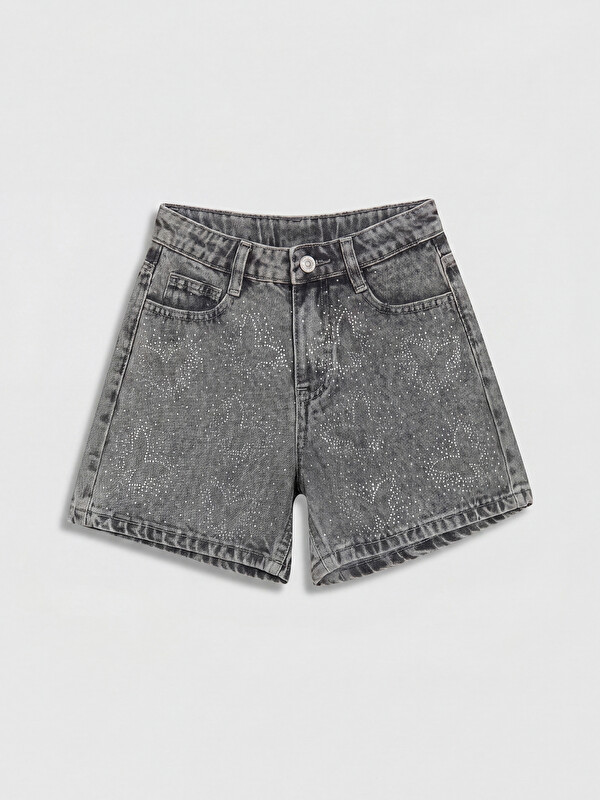 LCW Kids Taşlı Kız Çocuk Jean Şort