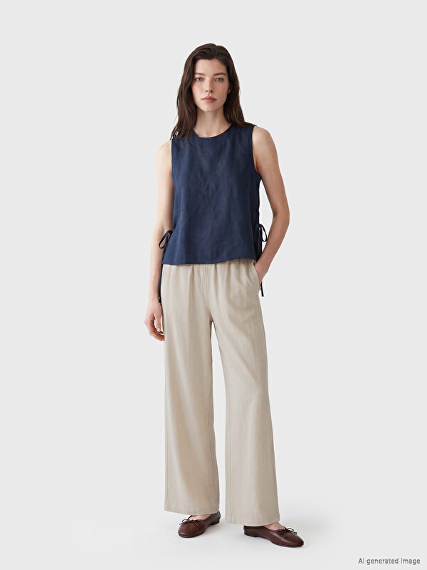 LCW Comfort Ženske pantalone od mešavine lana sa elastičnim strukom