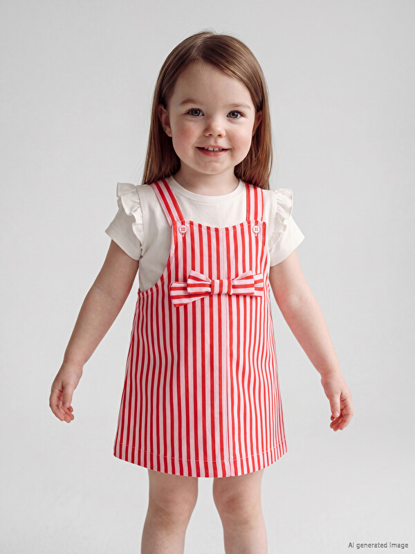 LCW baby Fustan twill me shirita për foshnja vajza