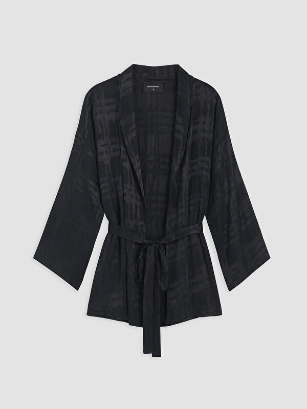 LCWAIKIKI Classic Şal Yaka Desenli Kuşaklı Kadın Kimono