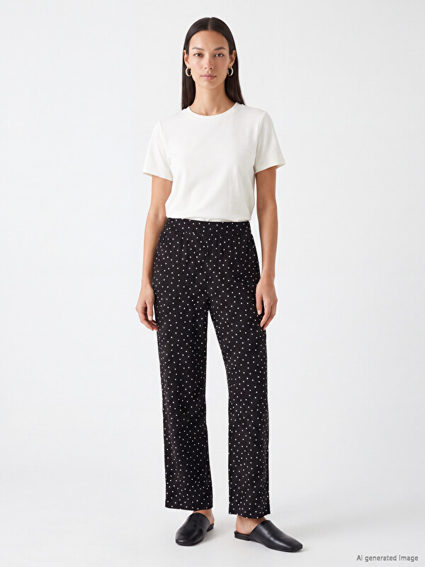LCWAIKIKI Basic Elastic Waist Polka Dot Women's Trousers