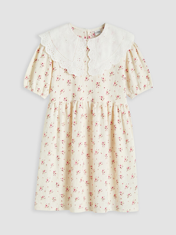 LCW Kids Bebe Yaka Çiçekli Kız Çocuk Elbise