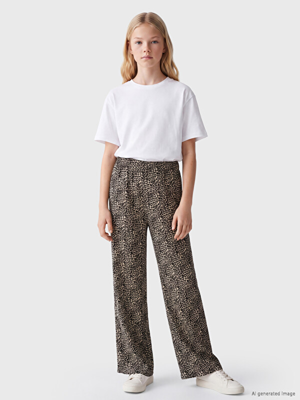 LCW Kids Leopard Print Girls' Trousers