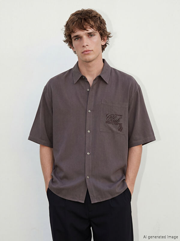 XSIDE Loose Fit Nakışlı Erkek Gömlek