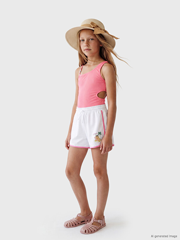 LCW Kids Baskılı Kız Çocuk Deniz Şortu