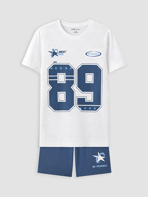 LCW Kids Bisiklet Yaka Erkek Çocuk Şortlu Pijama Takımı