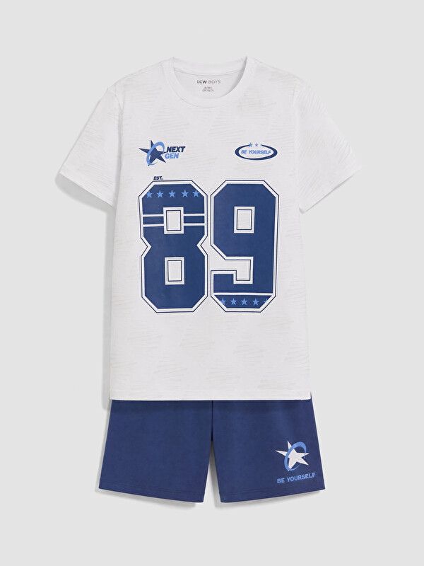 LCW Kids Bisiklet Yaka Erkek Çocuk Şortlu Pijama Takımı